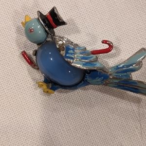 Unique Vintage Duck w Top hat Enamel n Jelly Belly Colorful Pin